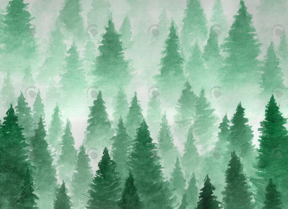 Green Oil Painting Forest Backdrop
