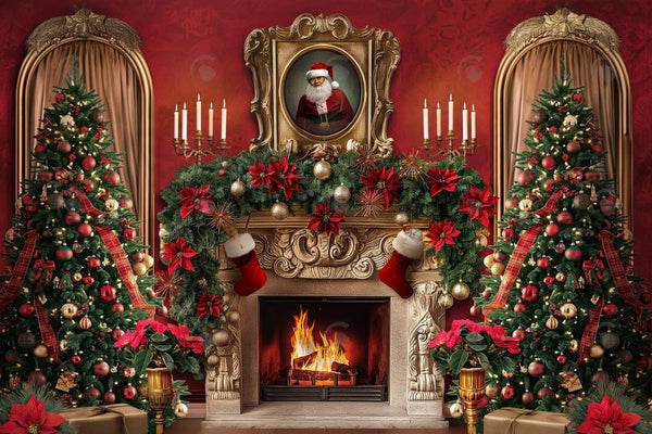 フォトセ ディスプレイ Allenjoy A Cozy Christmas Fireplace Photography Backdrop Gbsx