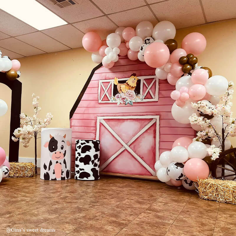 Allenjoy 7X7FT Barn Backdrop Stand Birthday Party Decoration Prop
