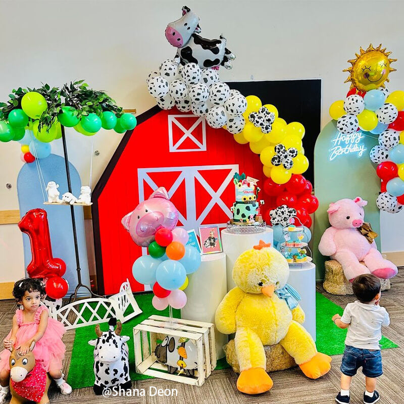 Allenjoy 7X7FT Barn Backdrop Stand Birthday Party Decoration Prop