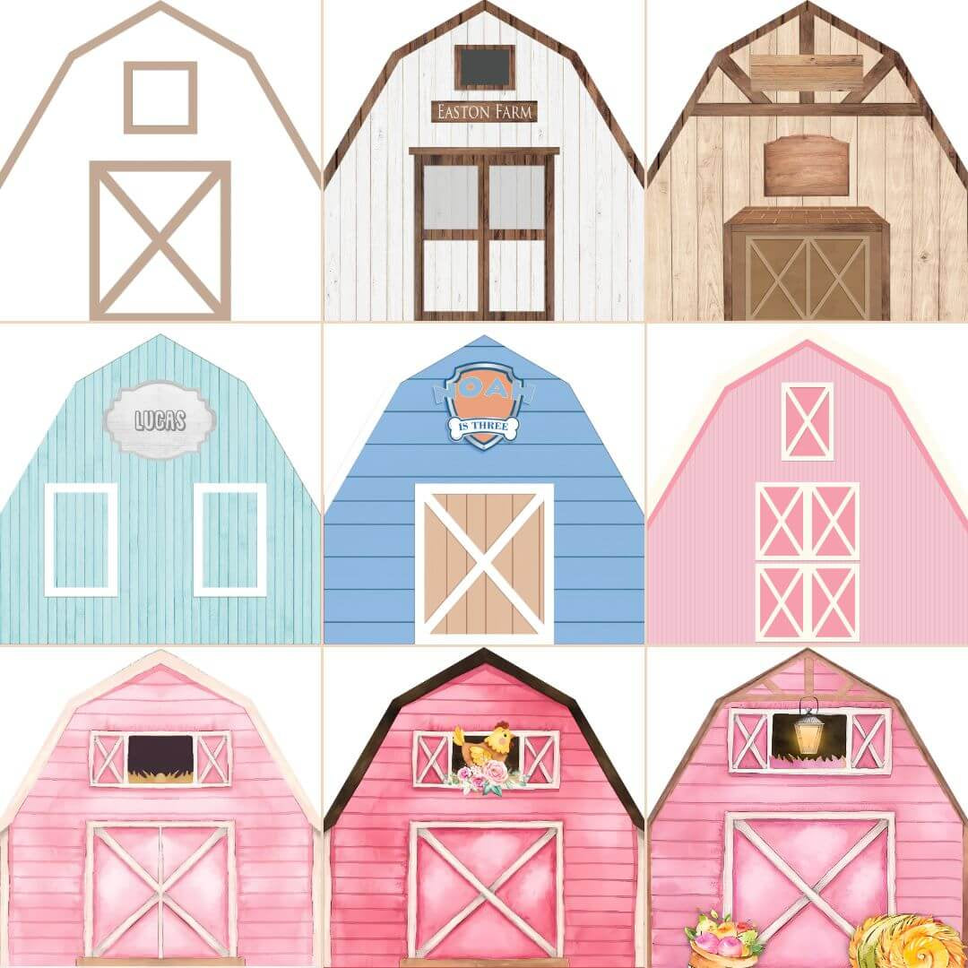 Allenjoy 7X7FT Barn Backdrop Stand Birthday Party Decoration Prop