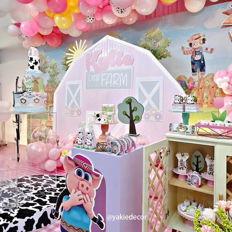 Allenjoy 7X7FT Barn Backdrop Stand Birthday Party Decoration Prop