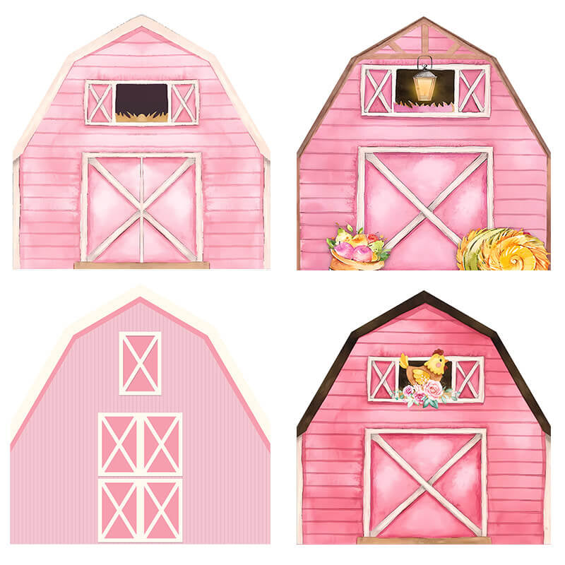 Allenjoy 7X7FT Barn Backdrop Stand Birthday Party Decoration Prop