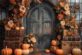 Allenjoy Autumn Arched Door Floral Photography Backdrop Gbsx-00549