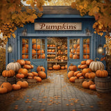 Allenjoy Autumn Blue Pumpkin Patch Barn Photography Backdrop Gbsx-00907