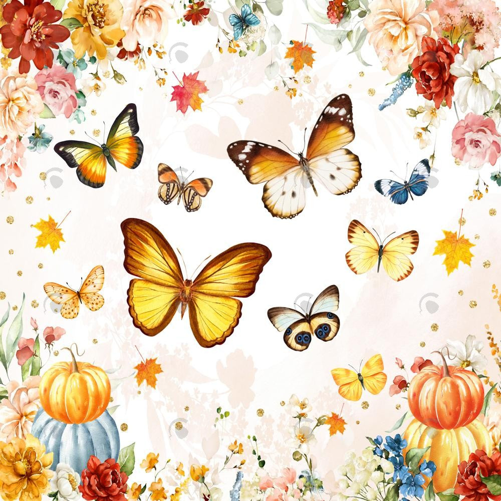 Allenjoy Autumn Butterfly Floral Photography Backdrop GBSX-00126