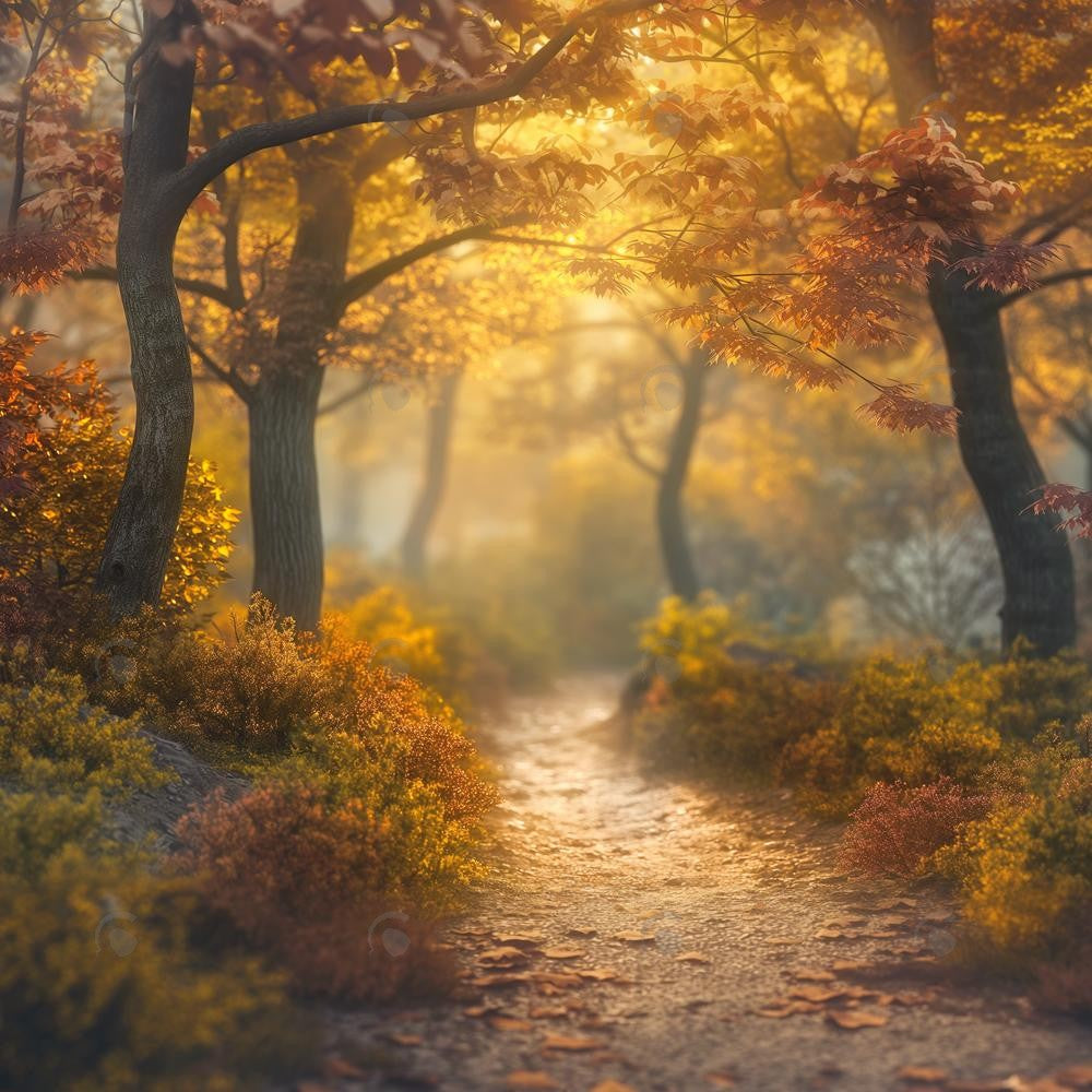 Allenjoy Autumn Dreamy Evening Path Photography Backdrop GBSX-00109