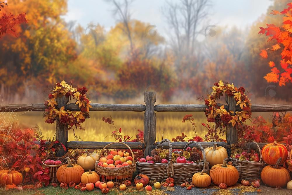 Allenjoy Autumn Fence Celebration Photography Backdrop Gbsx-00714