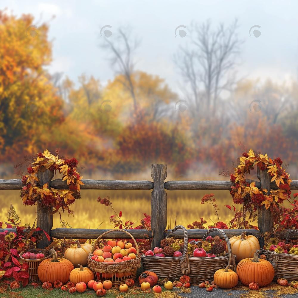 Allenjoy Autumn Fence Celebration Photography Backdrop Gbsx-00714