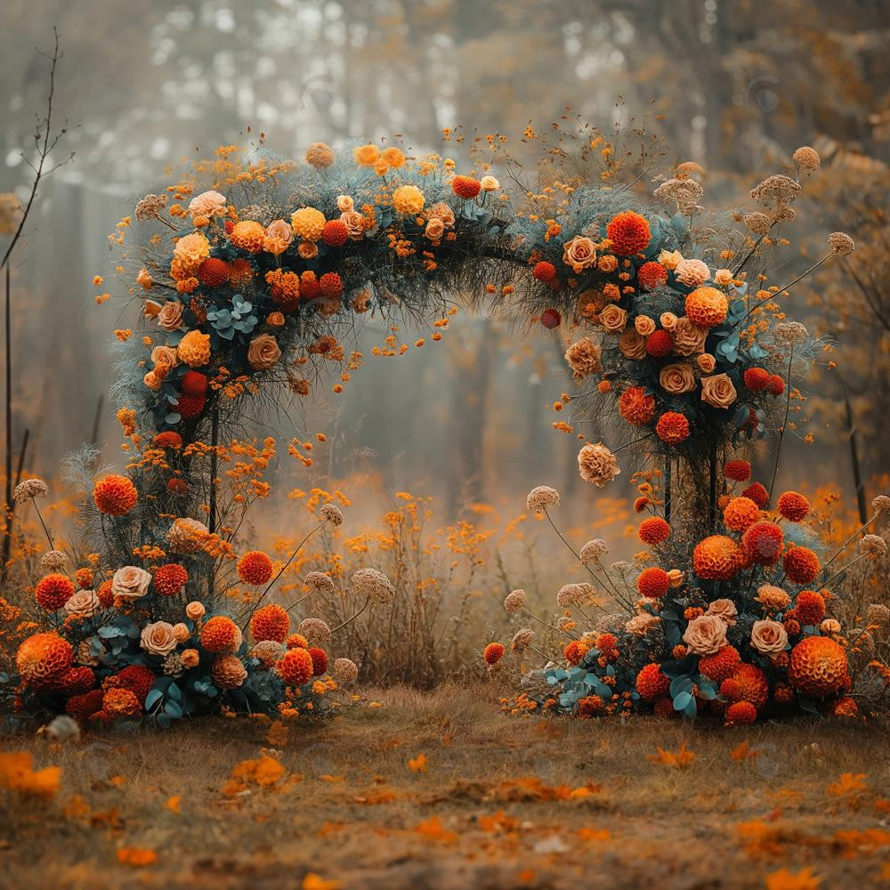 Allenjoy Autumn Floral Arch Photography Backdrop GBSX-00028