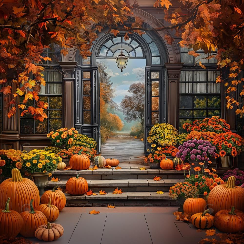 Allenjoy Autumn Floral Shop Arch Window Photography Backdrop Gbsx-00801