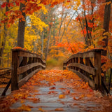 Allenjoy Autumn Forest Bridge Photography Backdrop GBSX-00103