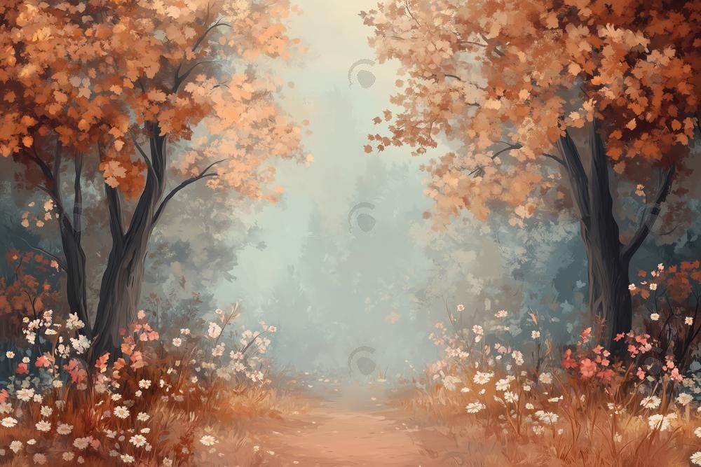 Allenjoy Autumn Forest Path Photography Backdrop Gbsx-01163