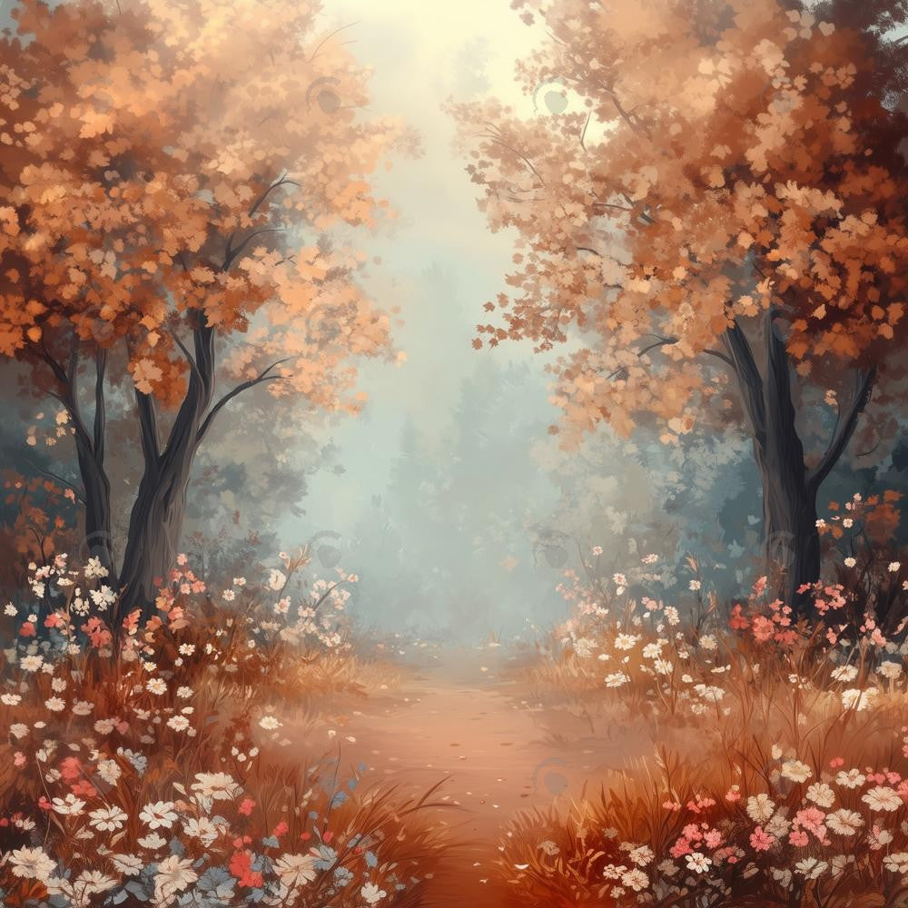 Allenjoy Autumn Forest Path Photography Backdrop Gbsx-01163