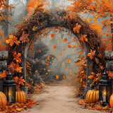 Autumn Forest Pumpkin Arch Gate Photography Backdrop GBSX-99603