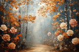 Allenjoy Autumn Forest Rose Path Photography Backdrop Gbsx-01183