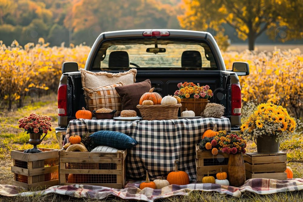 Allenjoy Autumn Forest Truck Photography Backdrop GBSX-00124