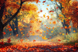 Allenjoy Autumn Maple Forest Fallen Leaves Photography Backdrop Gbsx-00764