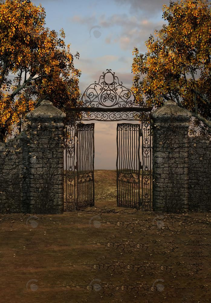 Allenjoy Autumn Old Metal Gate Photography Backdrop Gbsx-00547