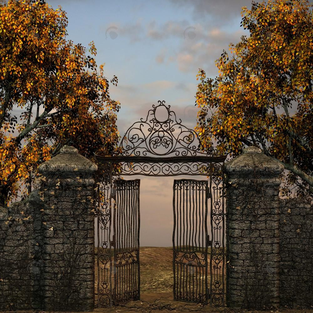 Allenjoy Autumn Old Metal Gate Photography Backdrop Gbsx-00547
