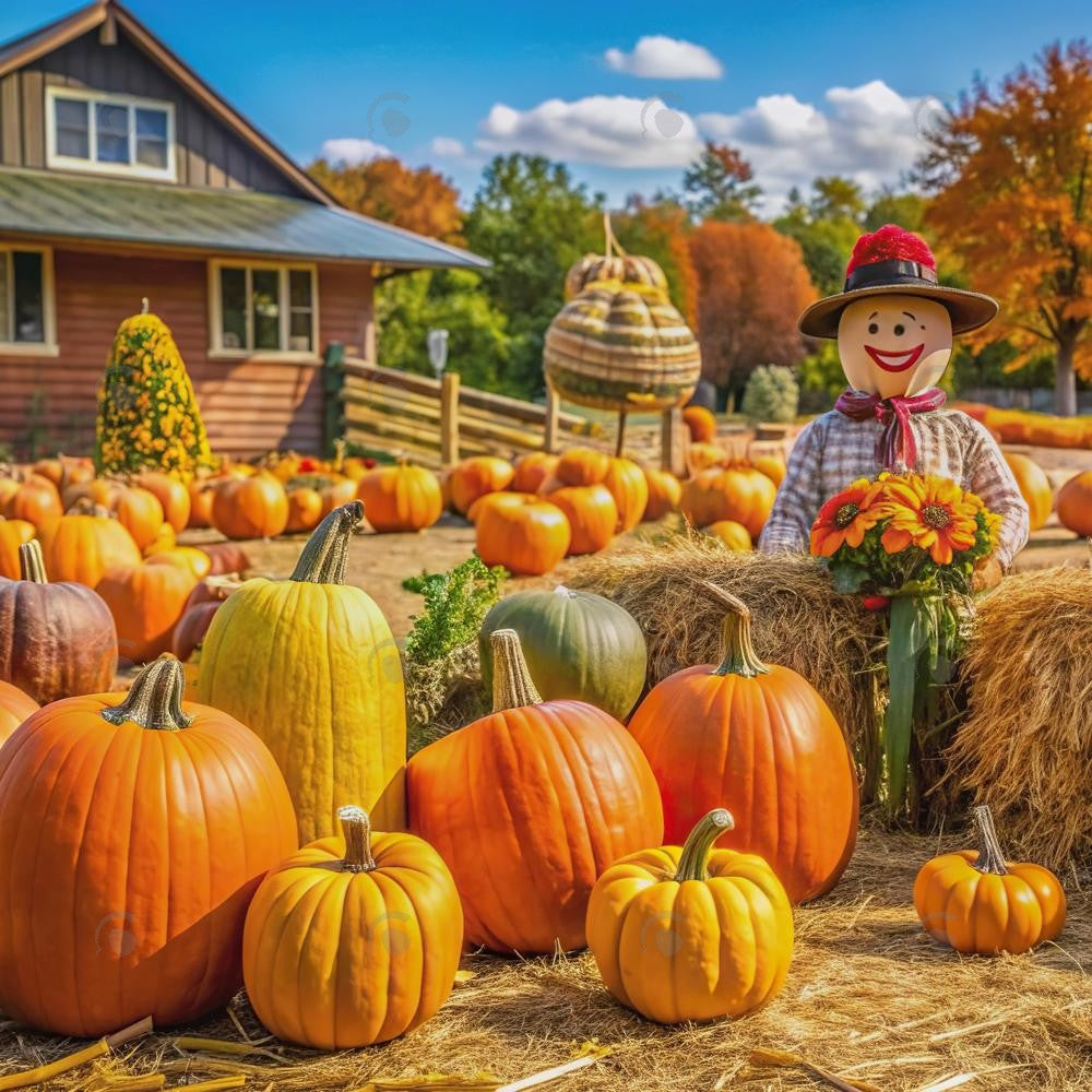 Allenjoy Autumn Pumpkin Patch Farm Photography Backdrop Gbsx-00921