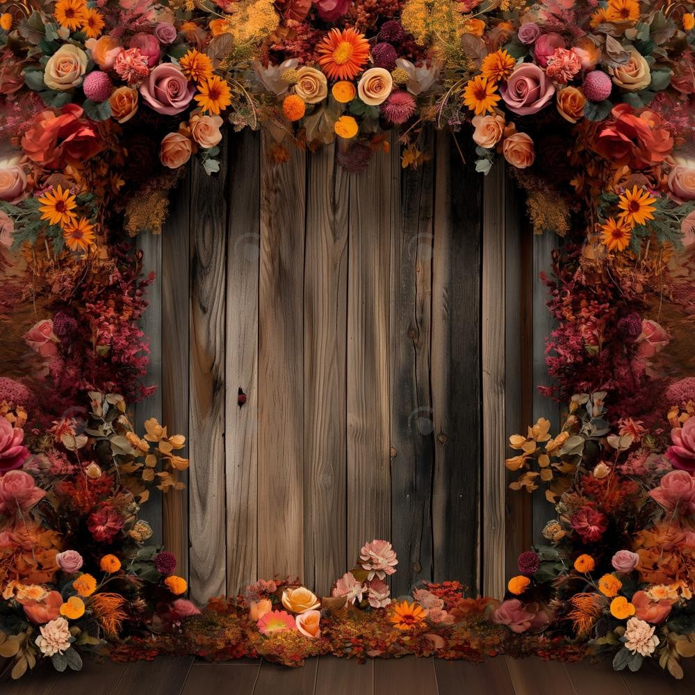 Allenjoy Autumn Rustic Harvest Blooms Photography Backdrop Gbsx-00645