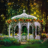 Allenjoy Autumn Sunflower White Gazebo Photography Backdrop Gbsx-00202