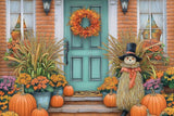Allenjoy Autumn Teal Porch  Door Photography Backdrop Gbsx-01170