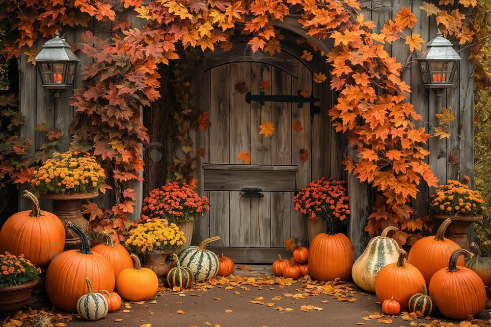 Allenjoy Autumn Wooden Arch Door Photography Backdrop Gbsx-00363