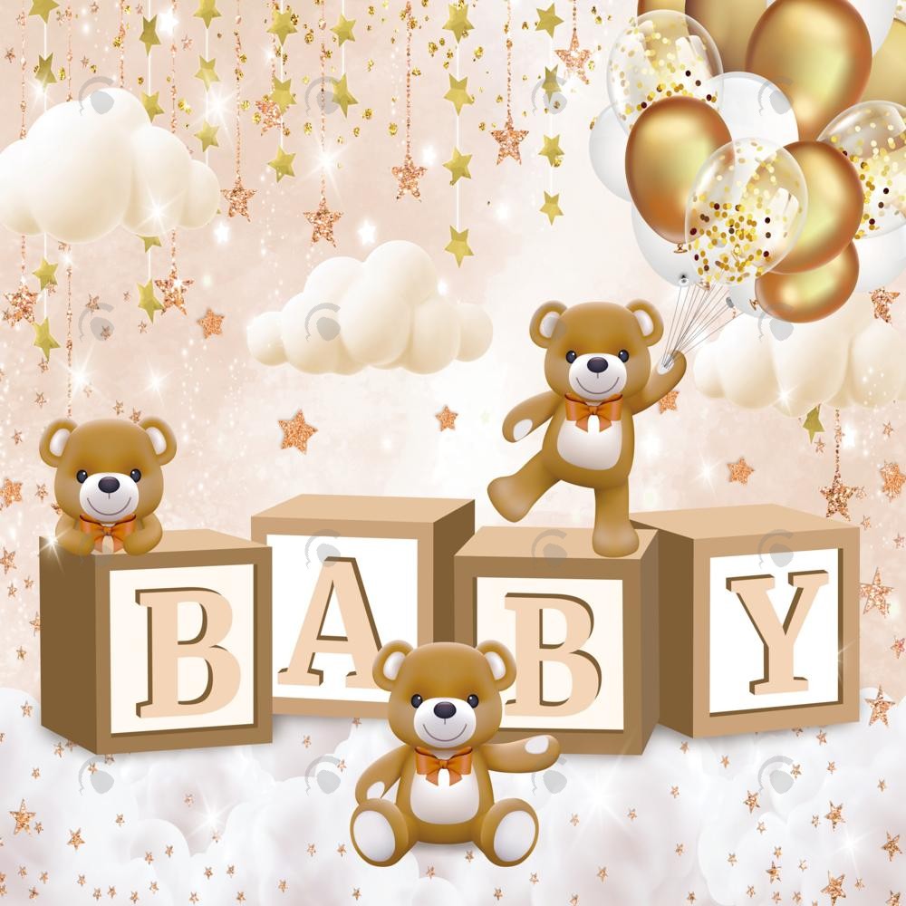 Allenjoy Bear Theme Baby Shower Photography Backdrop Gbsx-00503