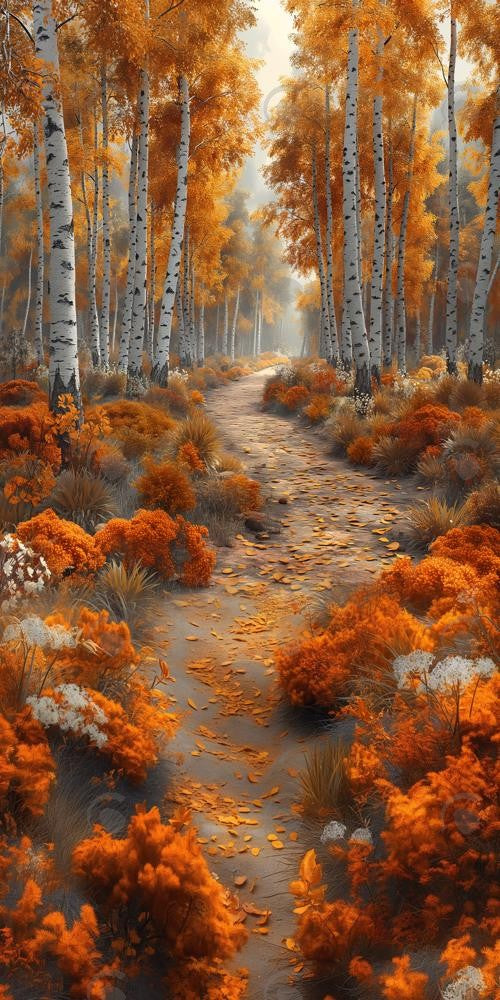 Allenjoy Beautiful Autumn Birch Forest Photography Backdrop Gbsx-00808