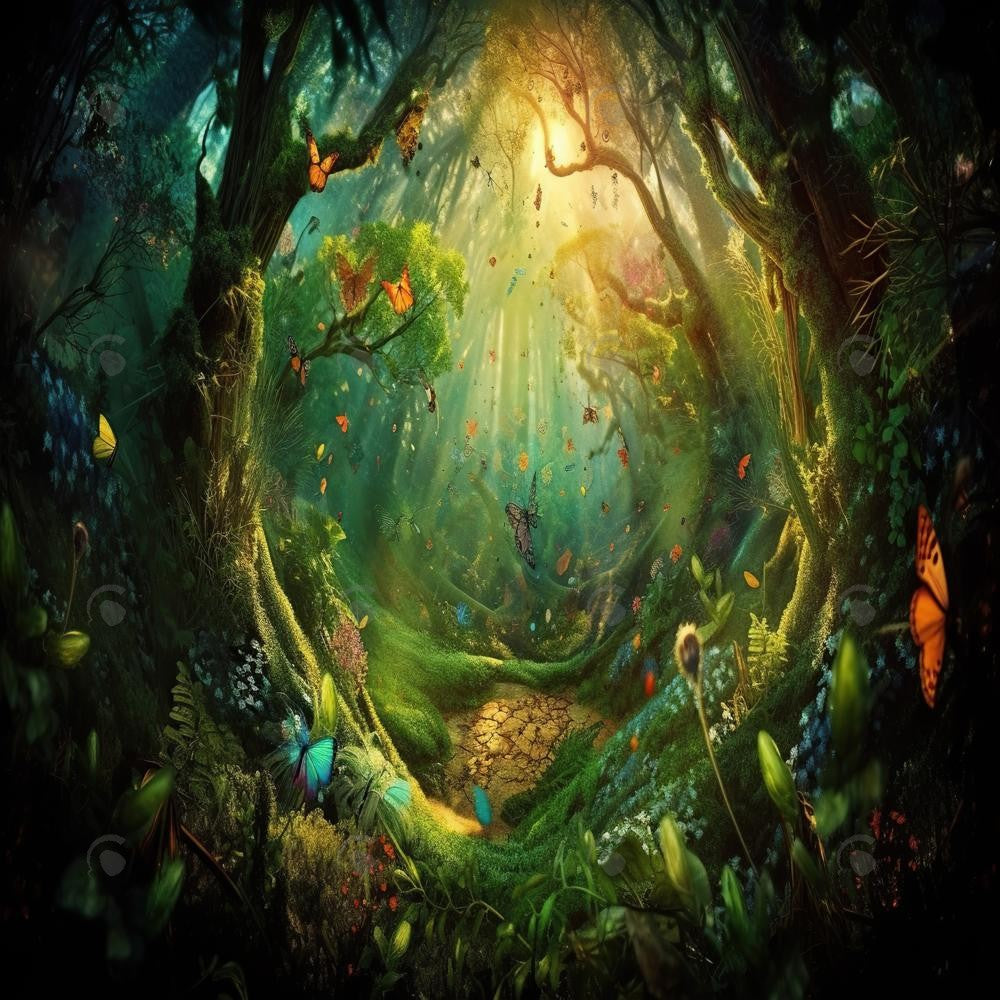 Allenjoy Beautiful Fantasy Enchanted Forest Photography Backdrop Gbsx-00845