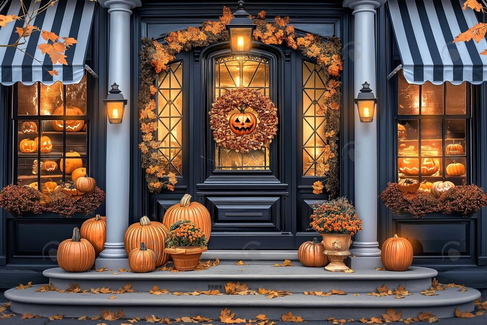 Allenjoy Black And White Halloween Door Photography Backdrop Gbsx-00908