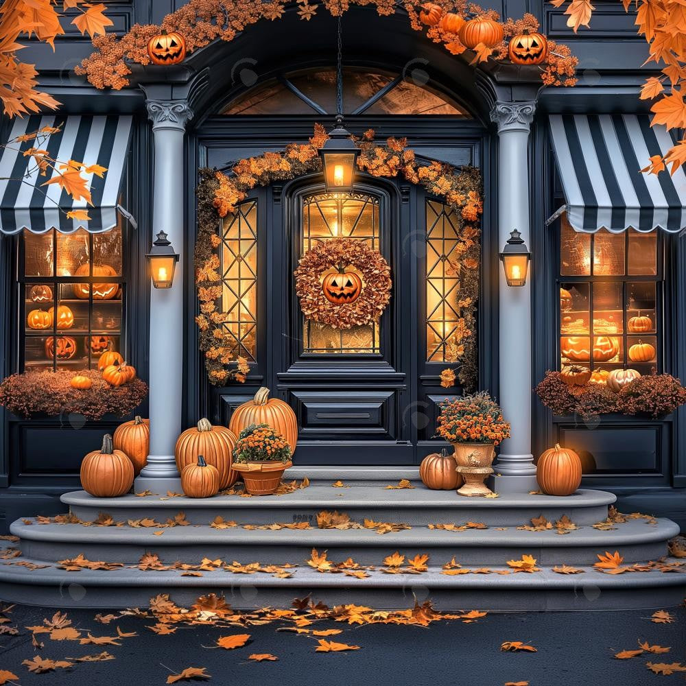 Allenjoy Black And White Halloween Door Photography Backdrop Gbsx-00908