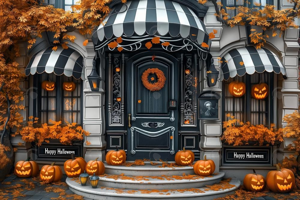 Allenjoy Black And White Halloween Door Photography Backdrop Gbsx-00909