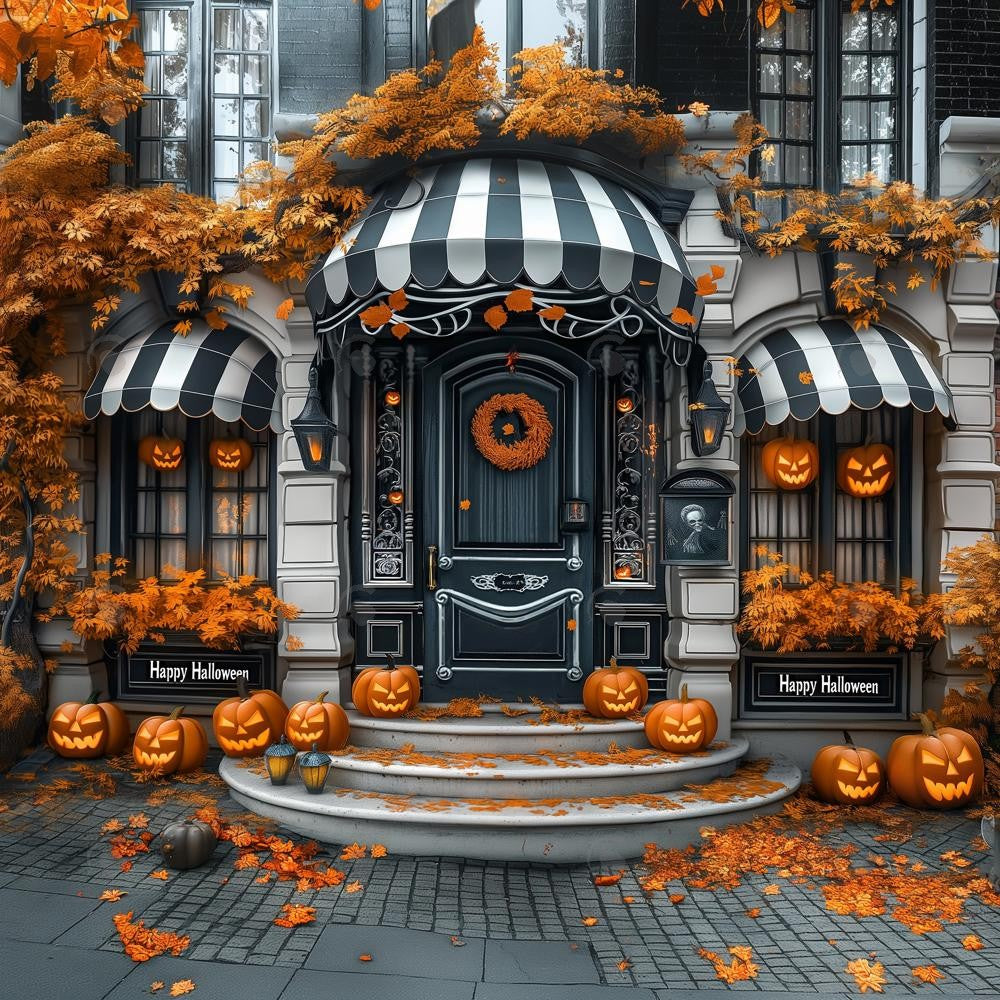 Allenjoy Black And White Halloween Door Photography Backdrop Gbsx-00909