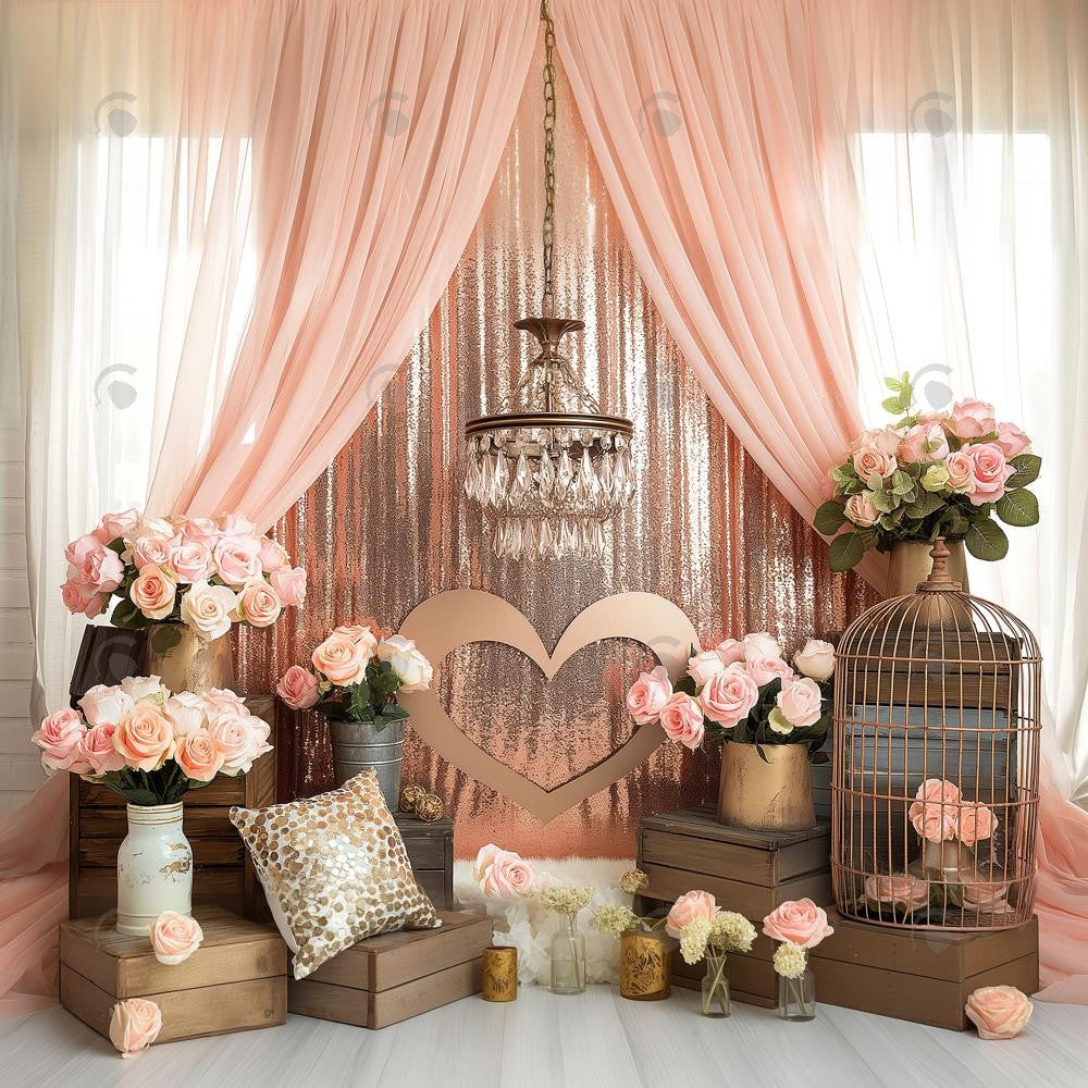 Allenjoy Boho Floral Chandelier Photography Backdrop Gbsx-00436