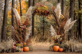 Allenjoy Boho Forest Pumpkin Arch Photography Backdrop Gbsx-00567