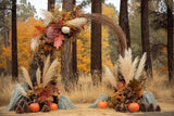 Allenjoy Boho Forest Pumpkin Arch Photography Backdrop Gbsx-00568