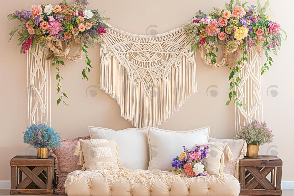 Allenjoy Boho Macrame Floral Wall Photography Backdrop Gbsx-00437