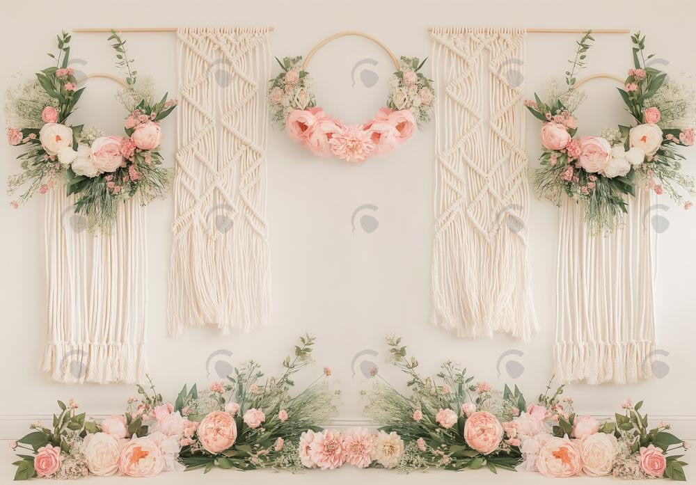 Allenjoy Boho Macrame Floral Wall Photography Backdrop Gbsx-00447