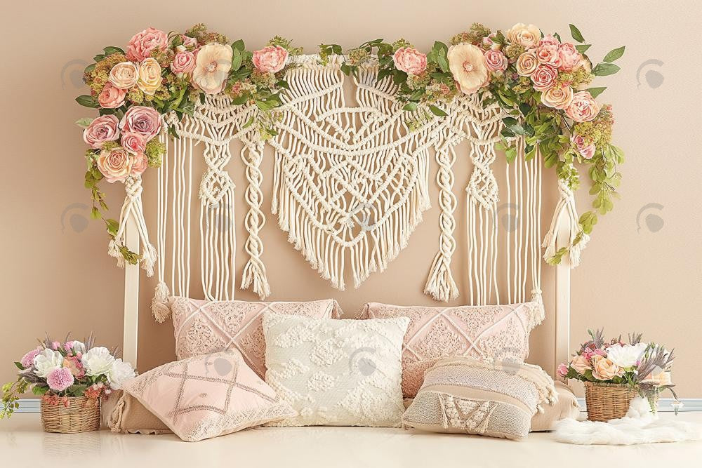 Allenjoy Boho Macrame Floral Wall Photography Backdrop Gbsx-00438