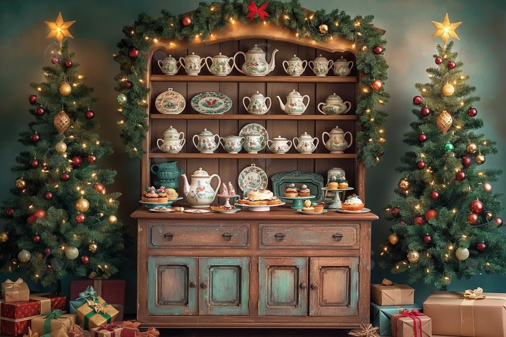 Allenjoy Cabinet Of Christmas Delights Photography Backdrop Gbsx-00206
