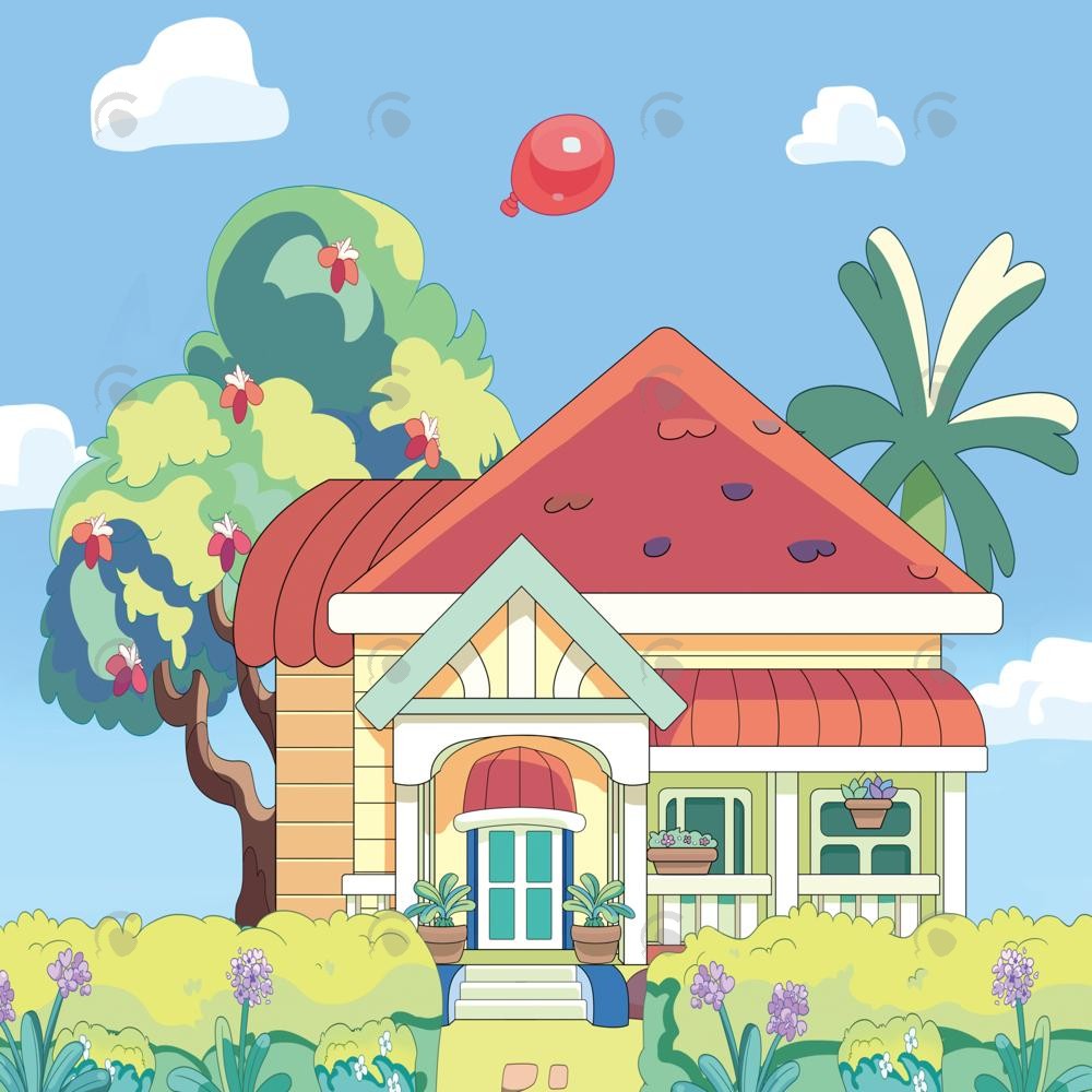 Cartoon House Photography Backdrop GBSX-99671