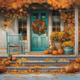 Allenjoy Charming Autumn Porch Photography Backdrop Gbsx-00560
