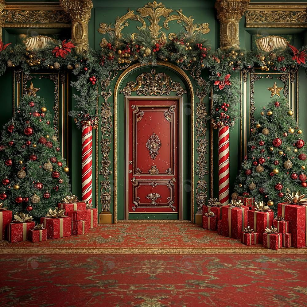 Allenjoy Christmas Arched Door Photography Backdrop Gbsx-01141