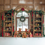Allenjoy Christmas Arched Wood Window Photography Backdrop GBSX-00121