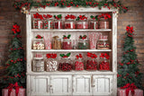 Allenjoy Christmas Brick Wall White Cabinets Photography Backdrop Gbsx-01073