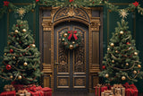 Allenjoy Christmas Brown Golden Retro Arched Door Photography Backdrop Gbsx-00571