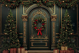 Allenjoy Christmas Brown Golden Retro Arched Door Photography Backdrop Gbsx-00572